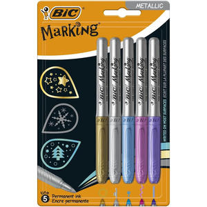 Markery permanentne metaliczne metallic Bic 5 sztuk - 2858923912