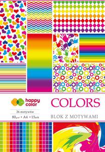 Blok z motywami A4 Colors Happy Color 15 kartek dla kreatywnych - 2858923974