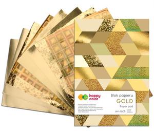 Blok A4 Gold Happy Color z motywami w kolorze zotym 10 kartek - 2858923981