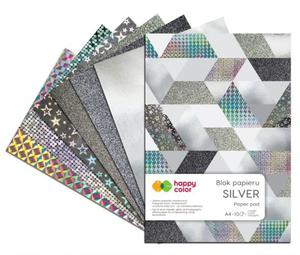 Blok A4 Silver Happy Color z motywami w kolorze srebrnym 10 kartek - 2858923982