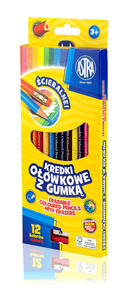 Kredki owkowe z gumk Astra 12 kolorw wymazywalne - 2858924058