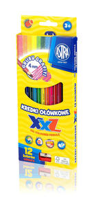 Kredki owkowe szecioktne XXL 12 kolorw Astra z grubym grafitem 4mm - 2858924059