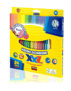 Kredki owkowe szecioktne XXL 24 kolorw Astra z grubym grafitem 4mm - 2858924061