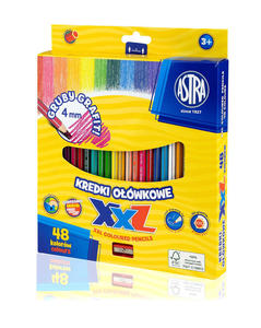 Kredki owkowe szecioktne XXL 48 kolorw Astra z grubym grafitem 4mm - 2858924063