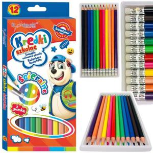 Kredki wymazywalne cieralne z gumk Bambino 12 kolorw Mini Zoo - 2858924153