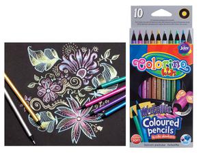 Kredki okrge Colorino metaliczne 10 kolorw idealne do czarnego papieru - 2858924177