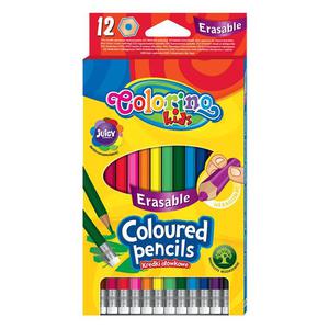 Kredki owkowe Colorino 12 kolorw wymazywalne z gumk - 2858924197