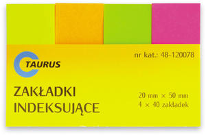 Zakadki indeksujce papierowe fluo 25mm x 43mm 4 kolory 160 sztuk - 2858924210