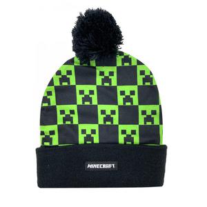 Czapka minecraft zimowa ciepa z pomponem czarno-zielona - 2864083236