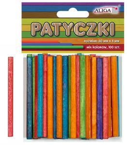 Patyczki drewniane mix kolor okrge 60X4mm 100 sztuk - 2871305810