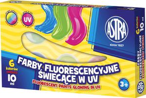 Farby plakatowe Astra 6 kolor 10ml fluorescencyjne wiecce w uv - 2858921156