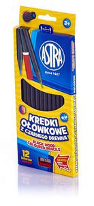Kredki owkowe 12 kolorw czarne drewno Astra - 2858921182