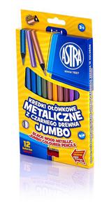 Kredki owkowe 12 kolorw metaliczne jumbo Astra - 2858921186