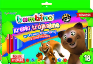 Kredki 18 kolorw w oprawie drewnianej trjktne Bambino - 2858921283