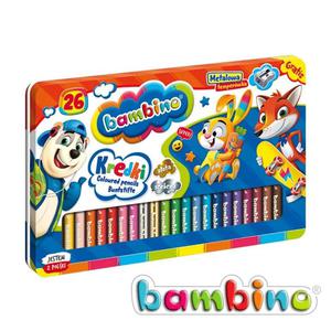 Kredki 26 kolorw Bambino w drewnianej oprawie metalowe pudeko - 2858921286
