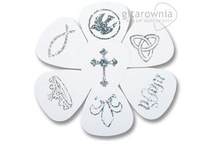 D'ANDREA kostka gitarowa Christian Symbols - korona (White, Medium) - 1745882126