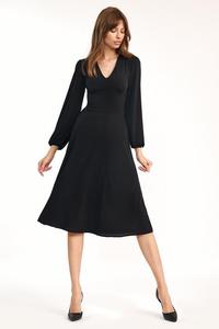 Sukienka Klasyczna czarna sukienka midi S194 Black - Nife - 2873659795