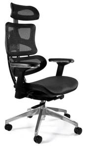 Fotel ergonomiczny z zagwkiem czarny Ergotech chromowana podstawa - 2860497791