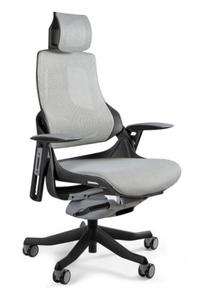 Fotel gabinetowy ergonomiczny WAU czarny NW42 Jasno Szary - 2860497854