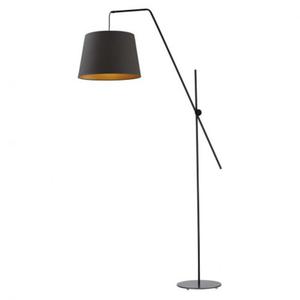 Czarna lampa podogowa z abaurem w stylu glamour VIGO GOLD - 2859022955