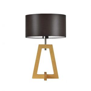 Nowoczesna lampka nocna z drewna CLIO z brzowym abaurem - 2859023585