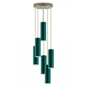 Zota lampa wiszca kaskadowa w stylu urban jungle MONACO z kloszami w kolorze zieleni butelkowej - 2859024266