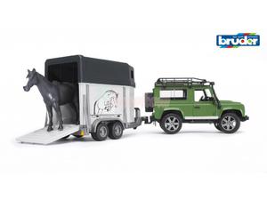 Zabawka - Land Rover Defender Station -Wagon z przyczep dla koni i figurk konia - 2878032531