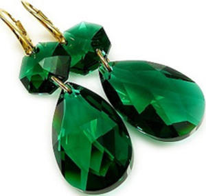 Nowe! Krysztay Pikne Kolczyki Emerald Jolie Gold - 2852706560