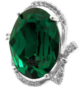 Krysztay Special Pikny Piercionek Emerald Srebro - 2873840684