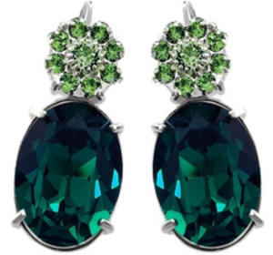 Krysztay Pikne Kolczyki Zielone Emerald Srebro - 2852707864