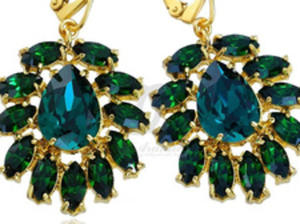 Krysztay Przepikne Kolczyki Azure Emerald Gold - 2876848541