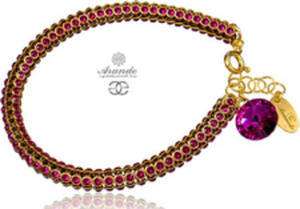 Krysztay Bransoletka Fuchsia Gold Crystallized Zote Srebro