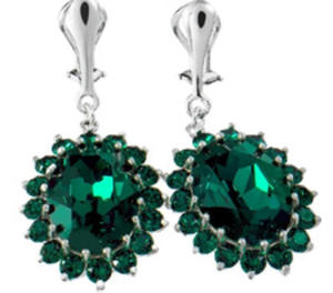 Krysztay Pikne Klipsy Royal Emerald Srebro Certyfikat - 2860463774