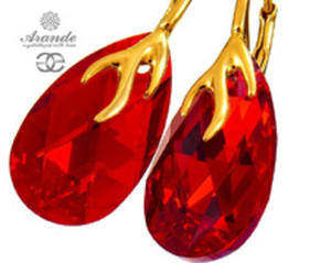 Nowe Krysztay Czerwone Ozdobne Kolczyki Siam Gold Zote Srebro - 2860463781