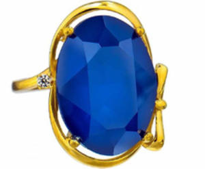 Krysztay Przepikny Piercionek Royal Blue Gold Zote Srebro - 2857315726