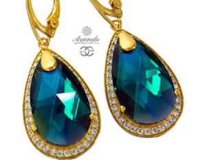 Krysztay Special Kolczyki Emerald Encante Gold Zote Srebro - 2858080209