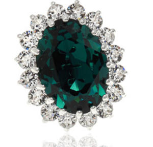 Krysztay Pikny Piercionek Royal Emerald Srebro - 2875722901