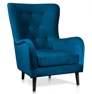 Fotel tapicerowany Uszak Marshal kolor granatowy - 2859165896