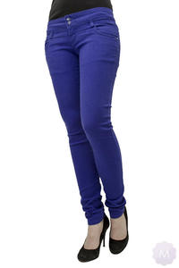Spodnie jeansowe rurki biodrówki niebieskie - NIEBIESKI CIEMNY