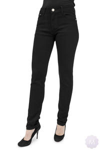 Czarne damskie spodnie jeansowe z prost nogawk i wysokim stanem firmy B.S (S71) - 2847027012