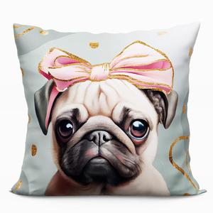 Poduszka dekoracyjna dwustronna ze wzorem rozmiar 40x40 cm PUG - 2875114377