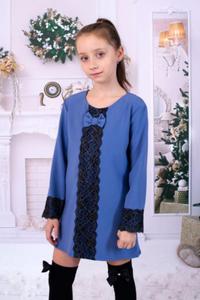 Niebieska Sukienka Tunika z koronk dla dziewczynki - 2865861374