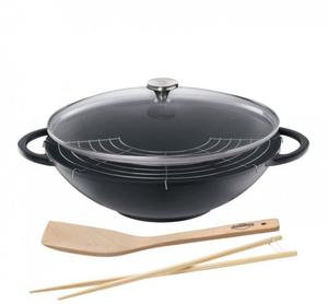 Kchenprofi PROVENCE Wok eliwny z Rusztem 36 cm ze Szklan Pokrywk / Czarny - 2870788590