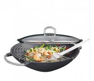 Kchenprofi PREMIUM Wok eliwny z Rusztem 36,5 cm Czarny - 2870789045