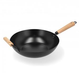 Holm KITCHEN Wok Stalowy z Powok Nieprzywierajc 32,5 cm Czarny / Drewniany Uchwyt - 2872657500