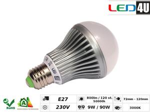 arwka E27 9W Led4U LED0901-WW ciepy biay 800lm 3000K - 2060693142