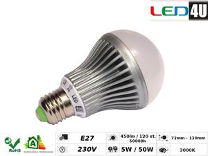 arwka LED E27 5W Led4U LED0501-WW ciepy biay 450lm 3000K - 2060693144