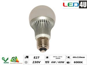 arwka E27 6W  LED4U LED6025-CW zimny biay - 2060693368