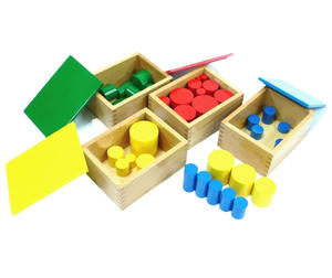 Montessori Kolorowe cylindry wykonane z drewna bukowego - 2865738231