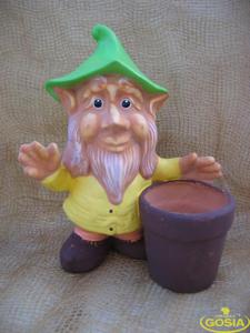 Troll z doniczk - figurka ceramiczna ogrodowa - 2877031710